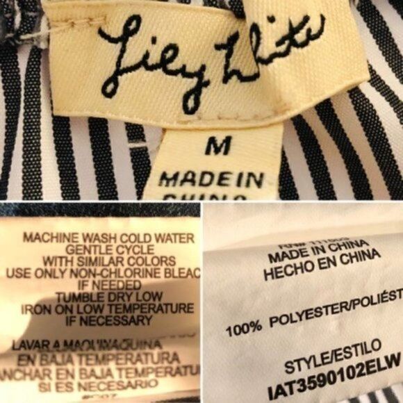 Lily White Off Shoulder Ruffle Top Grey Stripe M - Picture 8 of 9